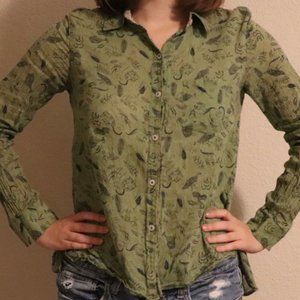 Button Down Green Patterned Shirt